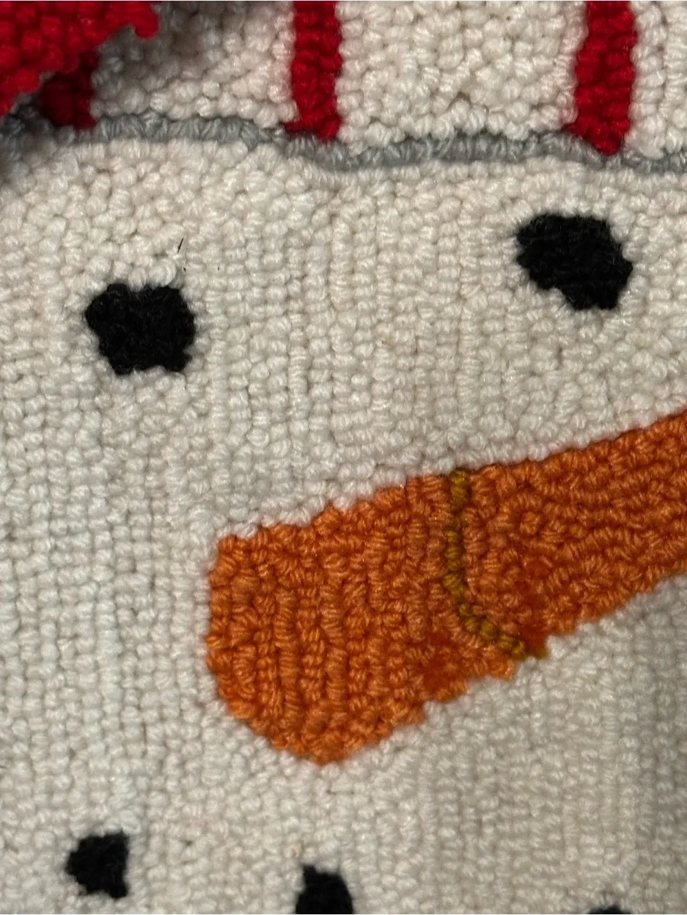 Textured Hooked Fabric Red Snowman Advent Calendar Wall Hanging